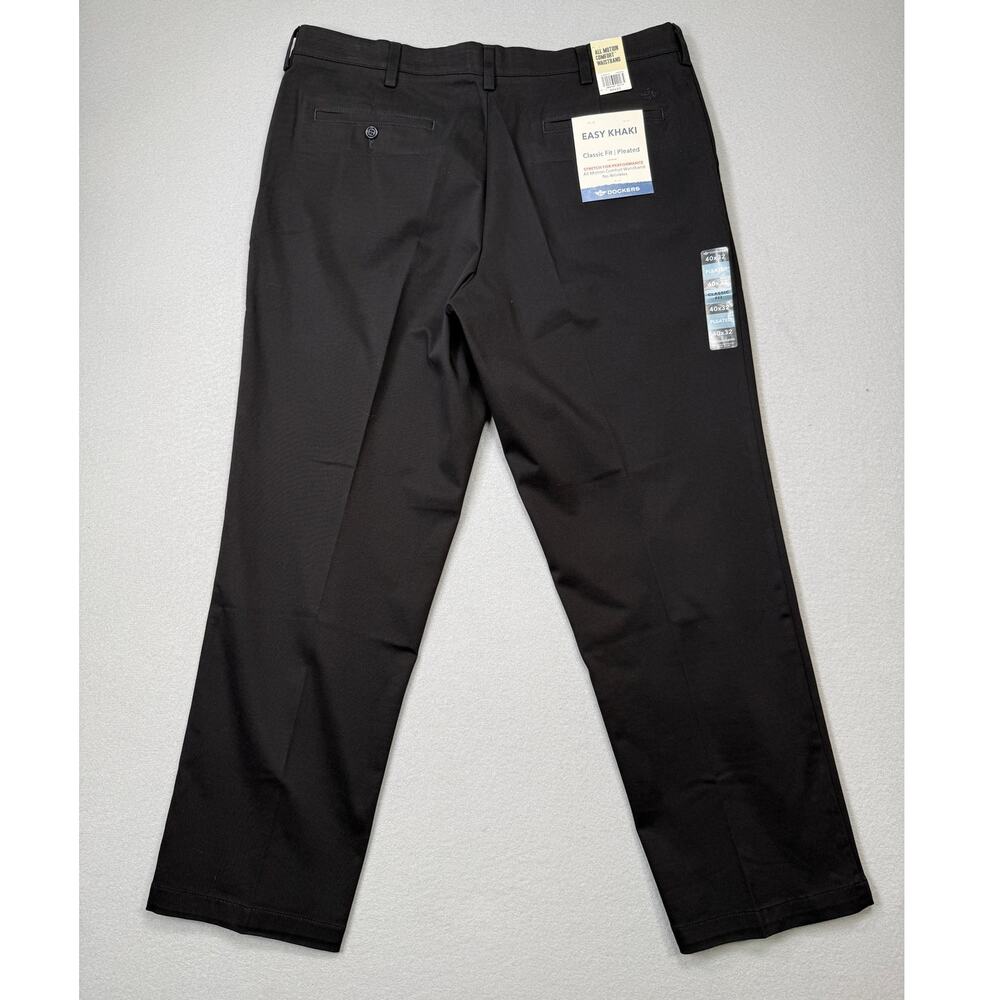 Dockers Men's Easy pleat front Khaki Stretch Pants Black 40x32 $66
